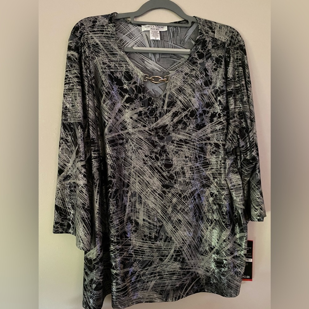 Rebecca Malone Plus Size NWT 3/4 Length Sleeve Blouse